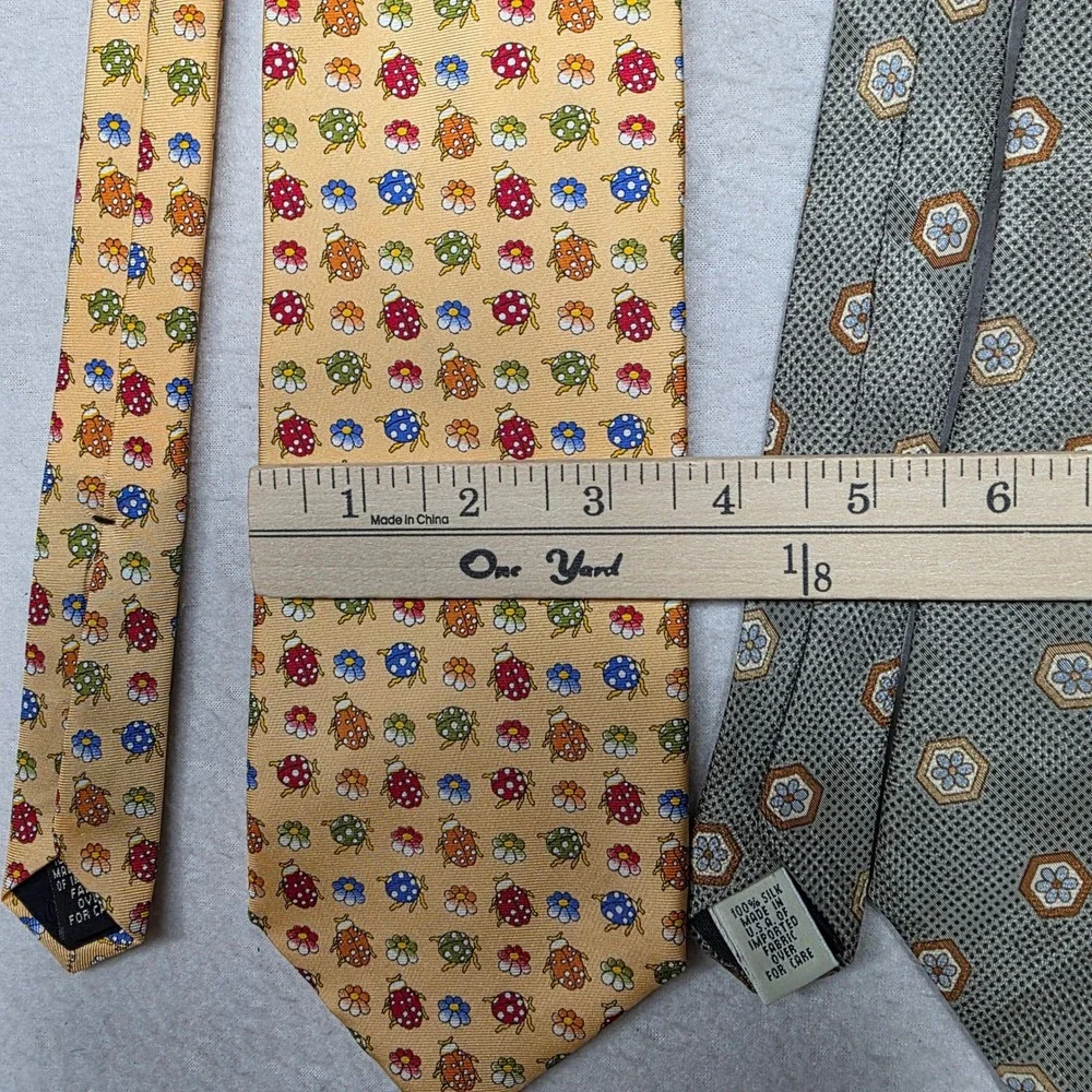 Gap Necktie‎ Lot 4 Mens OS Multicolor Silk Patterned Floral Geometric Ladybug